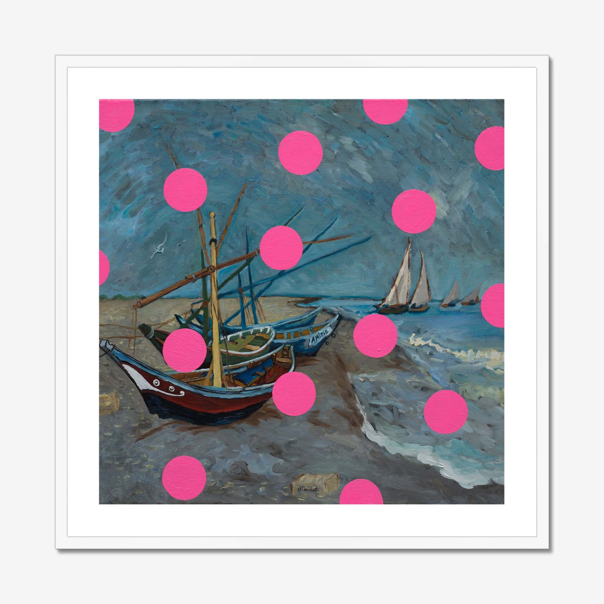 Fishing Boats With Pink Circles - Oleksandr Balbyshev Oleksandr Balbyshev