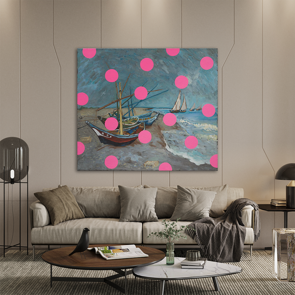 Fishing Boats With Pink Circles - Oleksandr Balbyshev Oleksandr Balbyshev